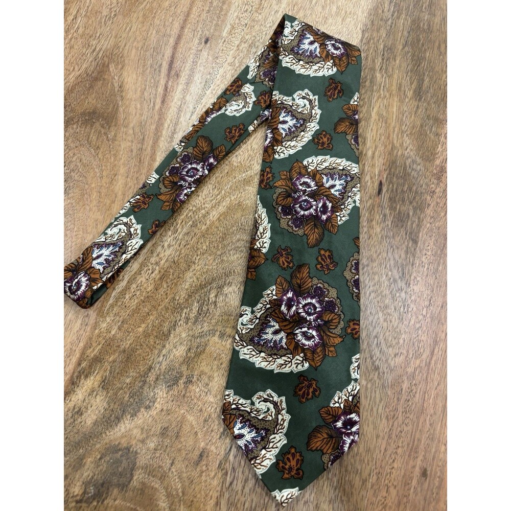 Christian Dior Monsieur 100% Silk Neck Tie Fall Themed Flowers & Leaves